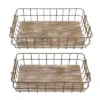 2pc Rectangle Rustic Wood And Metal Basket Set Brown - Stonebriar Collection -Decor Haven Shop GUEST 00a76902 c224 43b8 91c5 9cca86e52fff