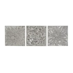 Metal Floral Wall Decor With Embossed Designs Set Of 3 Gray - Olivia & May -Decor Haven Shop GUEST 0161ccc9 04c8 45ff 8838 b577db14cd83