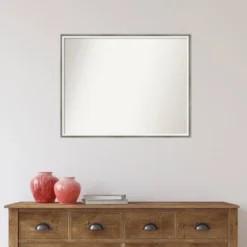 29" X 23" Non-Beveled Lucie Silver White Wood Wall Mirror - Amanti Art -Decor Haven Shop GUEST 01f424cb f384 45c5 a3cc 8967f64e63da