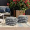 Anika Square Woven PET Polyester Pouf Navy/White - WyndenHall -Decor Haven Shop GUEST 029e60fa 7170 40d6 82c1 2b80c77d5e66