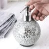 WHOLE HOUSEWARES 14 Ounce Glass Mosaic Hand Soap Dispenser For Bathroom, Set Of 2, Silver -Decor Haven Shop GUEST 03fc4ca4 35e1 46e4 89e6 8af0a4efce88