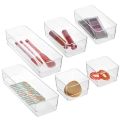 Juvale 6-Piece Set Clear Plastic Drawer Organizer Bin Basket For Office Desk Storages, 3 Assorted Sizes -Decor Haven Shop GUEST 04c199ff 9e28 441e ac76 eb7503af8425