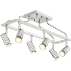 Pro Track Sven 6-Head LED Ceiling Track Light Fixture Kit Spot Light GU10 Silver Brushed Nickel Finish Metal Modern Cage Kitchen Bathroom 22" Wide -Decor Haven Shop GUEST 054be7dc ad78 4a46 ba0c 6a19b78a571a