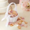 Juvale White Flower Girl Basket For Wedding Reception Rose Petals, Cute Satin Bowknot With Pearl Design (8.7 X 5.2 X 4.2 In) -Decor Haven Shop GUEST 057c04bc 39ed 4784 972b 43381815976c