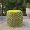 Elza Round Woven PET Polyester Pouf Gray/Yellow - WyndenHall -Decor Haven Shop GUEST 06bb9771 d123 4ee4 8460 b5a6bb69fcef