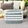 Ari Square Woven PET Polyester Pouf Turquoise/White - WyndenHall -Decor Haven Shop GUEST 08f87df2 b5fa 41b6 91ce 5c154e0552af