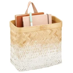 MDesign Woven Ombre Bamboo Hanging Wall Storage Organizer Basket, Natural/White -Decor Haven Shop GUEST 09f7914e f466 4c82 b7d4 62e60ba77d92