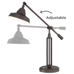 Franklin Iron Works Turnbuckle Rustic Farmhouse Desk Lamp 25" High Oil Rubbed Bronze With USB Charging Port LED Adjustable Metal Shade For Bedroom -Decor Haven Shop GUEST 0aa40bbd a767 4cc4 a4c1 003bb864102f