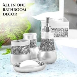 Creative Scents Gray Bathroom Silver Mosaic Glass Accessories Set -Decor Haven Shop GUEST 0aaf8fb0 21bf 43ed bb67 b43d9cb50848