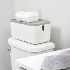 Cade Lidded Storage Bin White/Gray - IDESIGN -Decor Haven Shop GUEST 0ac705a4 f25b 4d4d 9303 37ac859f0e55