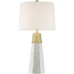 360 Lighting Julie Modern Table Lamps 27 1/2" Tall Set Of 2 Faux Marble Gold Tapered Column Fabric Drum Shade For Bedroom Living Room Bedside Office -Decor Haven Shop GUEST 0aebe3bc 5223 4def b725 6216e306e528