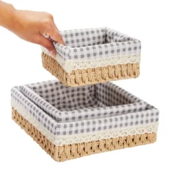 Farmlyn Creek Set Of 3 Rectangular Wicker Baskets For Organizing With Removable Fabric Liners, Rectangular Home Storage Bins For Pantry Items, 3 Sizes -Decor Haven Shop GUEST 0c29f674 23df 4d9b 966c 650ab83d3532