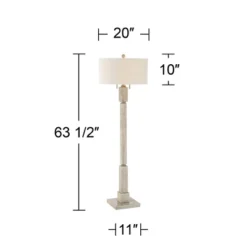 Barnes And Ivy Baluster Country Cottage Floor Lamp 63 1/2" Tall Pickled Wood Oatmeal Linen Drum Shade For Living Room Reading Bedroom Office House -Decor Haven Shop GUEST 1176b1ae e010 4291 b46c dd5ee13f3be2