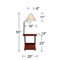 Regency Hill Marville Mission Rustic Farmhouse Floor Lamp With End Table 55" Tall Wood Open Crate Swing Arm Off White Empire Shade For Living Room -Decor Haven Shop GUEST 121d5462 02b3 439d 87ca b70127404dfd