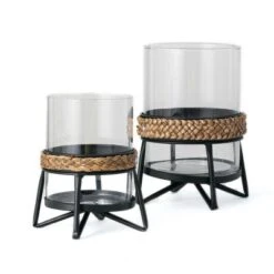 Sullivans Set Of 2 Pillar Candle Holder 9.5"H & 7.25"H Black -Decor Haven Shop GUEST 1275e1a9 4e11 4196 9f1e fbe18c1d6f21