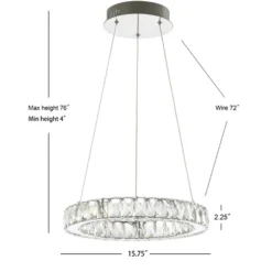 15.75" Metal/Crystal Adjustable Reese Pendant (Includes Energy Efficient Light Bulb) Chrome - JONATHAN Y -Decor Haven Shop GUEST 129c5049 cc8d 4c58 a979 481ab09bd602