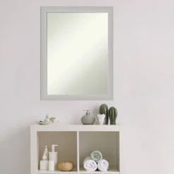 21" X 27" Non-Beveled Low Luster Wood Bathroom Wall Mirror Silver - Amanti Art -Decor Haven Shop GUEST 1311e98a 87a6 4e70 b73e 0ed9ae10a927