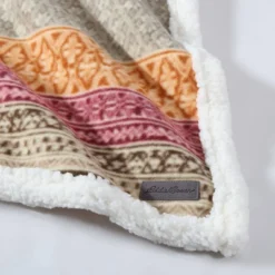 50"x70" Oversized Fair Isle Faux Shearling Reversible Throw Blanket Khaki - Eddie Bauer -Decor Haven Shop GUEST 14f32478 2cb6 46b0 b094 216c280aa132