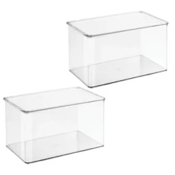 MDesign Plastic Stackable Home Office Supplies Storage Box - 2 Pack, Clear -Decor Haven Shop GUEST 15783fbe 4fc6 4c57 8606 5f190219476a