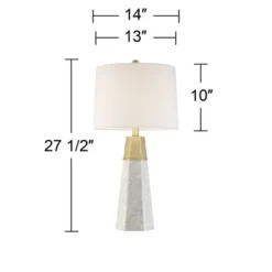 360 Lighting Julie Modern Table Lamps 27 1/2" Tall Set Of 2 Faux Marble Gold Tapered Column Fabric Drum Shade For Bedroom Living Room Bedside Office -Decor Haven Shop GUEST 15a11859 854d 45a1 9223 91bb79532de6