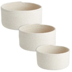 Farmlyn Creek 3-Pack Round Cotton Woven Baskets For Storage, White Home Organizers (3 Sizes) -Decor Haven Shop GUEST 15caf2d8 a3c0 4f84 a8ea de43806a0d45