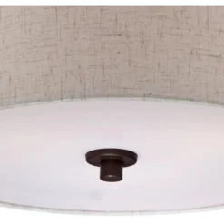 Regency Hill Sylvan Modern Ceiling Light Semi Flush Mount Fixture 14" Wide Bronze 3-Light Oatmeal Fabric Drum Shade For Bedroom Kitchen Living Room -Decor Haven Shop GUEST 16601268 2898 46ed 9b94 6e1e9ff845a8