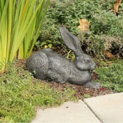 Achla Designs 13 Inch Cast Aluminum Rabbit Outdoor Lawn Décor Decorative Garden Animal Figurine Statue For Flower Beds, Patios, Or Porches, Charcoal -Decor Haven Shop GUEST 166d240e 13cb 4179 beb3 963a22f49d49