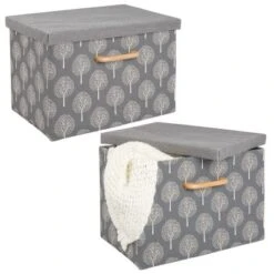 MDesign Soft Textured Fabric Home Storage Organizer Box, 2 Pack -Decor Haven Shop GUEST 17c58a84 cc04 435d 9823 e9ad3befdf59