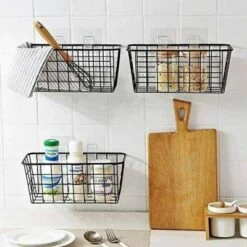 NEX 2pk Hanging Metal No Drilling Wall Mounted Storage Baskets Black -Decor Haven Shop GUEST 181dc30a 8bb5 4698 82f4 07127d34a09b