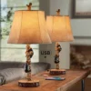 John Timberland Climbing Bears Rustic Accent Table Lamps 22 1/2" High Set Of 2 Brown Faux Wood With USB Charging Port Faux Leather Shade For Desk -Decor Haven Shop GUEST 1976534f fd30 4b6c b196 80fd5c300a85