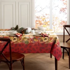 Swaying Leaves Bordered Fall Tablecloth - Red/White - Elrene Home Fashions -Decor Haven Shop GUEST 1b4ef6f7 0296 41e9 8572 4fc565b9d670