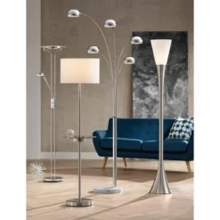 Possini Euro Design Piazza Modern Torchiere Floor Lamp 72 1/2" Tall Brushed Nickel Metal Frosted White Glass Shade For Living Room Bedroom Office Home -Decor Haven Shop GUEST 1b82715a 7bee 4419 9af3 406a6342b315