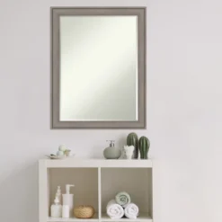 Amanti Art Greywash Petite Bevel Wood Bathroom Wall Mirror 27.5 X 21.5 In. -Decor Haven Shop GUEST 1b954245 e9c9 4f31 b69c bd4909ca76c4