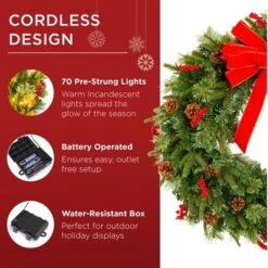 Best Choice Products Pre-Lit Battery Powered Christmas Wreath Decoration W/ PVC Tips, Ribbons -Decor Haven Shop GUEST 1b9cd6c1 94f1 4671 a880 34a668b28eb9