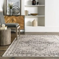 NuLOOM Eira Medallion Stain-Resistant Machine Washable Area Rug -Decor Haven Shop GUEST 1cdc3eb2 b1e5 41fe bc6c 4eb4a2808803