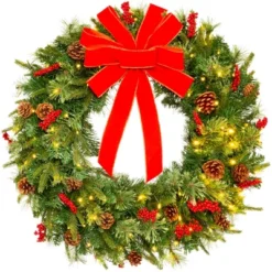 Best Choice Products Pre-Lit Battery Powered Christmas Wreath Decoration W/ PVC Tips, Ribbons -Decor Haven Shop GUEST 1d7e26c5 a3fb 4d1b b025 be1459d669df