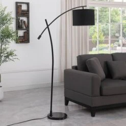 65" Oscar Pendulum Style On Marble Base Metal Floor Lamp Black - Ore International -Decor Haven Shop GUEST 1f33617e 423f 49a2 a52a a0730626e18e