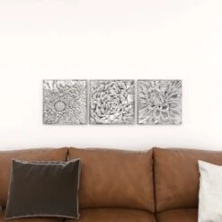 Metal Floral Wall Decor With Embossed Designs Set Of 3 Gray - Olivia & May -Decor Haven Shop GUEST 1fdce12a 5383 46f1 a8dc a4e411b95786