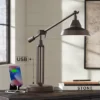 Franklin Iron Works Turnbuckle Rustic Farmhouse Desk Lamp 25" High Oil Rubbed Bronze With USB Charging Port LED Adjustable Metal Shade For Bedroom -Decor Haven Shop GUEST 1ffced06 1539 44b2 8821 58d295b446cc