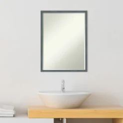 Amanti Art Dixie Blue Grey Rustic Narrow Petite Bevel Wood Bathroom Wall Mirror 25 X 19 In. -Decor Haven Shop GUEST 207f4fc7 dc79 49a4 9c09 16d4d1ef724a