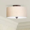 Regency Hill Sylvan Modern Ceiling Light Semi Flush Mount Fixture 14" Wide Bronze 3-Light Oatmeal Fabric Drum Shade For Bedroom Kitchen Living Room -Decor Haven Shop GUEST 20a67e5c 0f6b 427c ac48 c96dec7ce982