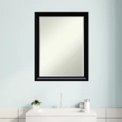 Amanti Art Steinway Black Scoop Petite Bevel Wood Bathroom Wall Mirror 27 X 21 In. -Decor Haven Shop GUEST 20aac078 a682 4291 8d03 356f7bbd9047