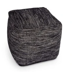 Omari Square Handwoven Pouf Black/Ivory - Steve Silver Co. -Decor Haven Shop GUEST 21a190dd 3e36 459c 9a85 7567f29a9df8