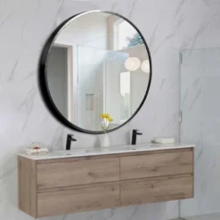 Eranthe Wall Mounted Round Mirror With Brushed Metal Frame For Bathroom, Vanity, Living Room, Bedroom, Entryway Wall Decor - The Pop Home -Decor Haven Shop GUEST 221c088c 32cc 40a9 ba69 954f44653390