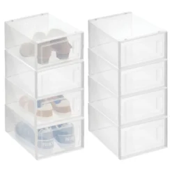 MDesign Plastic Stackable Closet Shoe Storage Box, Side Opening, Clear -Decor Haven Shop GUEST 225a7332 490d 4411 92b0 30eeae578f38