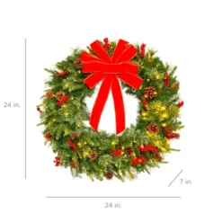 Best Choice Products Pre-Lit Battery Powered Christmas Wreath Decoration W/ PVC Tips, Ribbons -Decor Haven Shop GUEST 2307f7ec 213f 4772 9e70 237971bb99b4