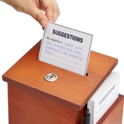 Juvale Wooden Suggestion Box With Lock And Keys, Brown Ballot Box With 50 Blank Suggestion Cards, Locking Lid And Side Slot For Donation, 7.5x7.1x5.5" -Decor Haven Shop GUEST 261500b5 6519 4f65 a128 411b8add742e