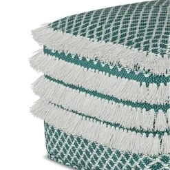 Ari Square Woven PET Polyester Pouf Turquoise/White - WyndenHall -Decor Haven Shop GUEST 261662b2 3213 4999 8159 765a7463a154