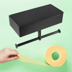 Unique Bargains Wall-Mount For Kitchen Bathroom Toilet Double Roll Tissue Holder Black 1 Pcs -Decor Haven Shop GUEST 26248b1e e30b 48aa 899c 353848f89923