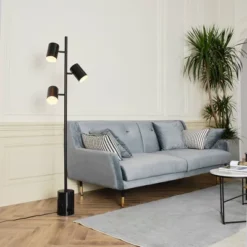 63" 3-Light Pratt Floor Lamp With Large Faux Marble Weighted Base Matte Black - Globe Electric -Decor Haven Shop GUEST 2723a337 2ee5 4750 8369 e6767f1eb398